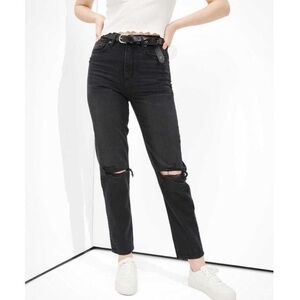 AE black high waisted mom jean